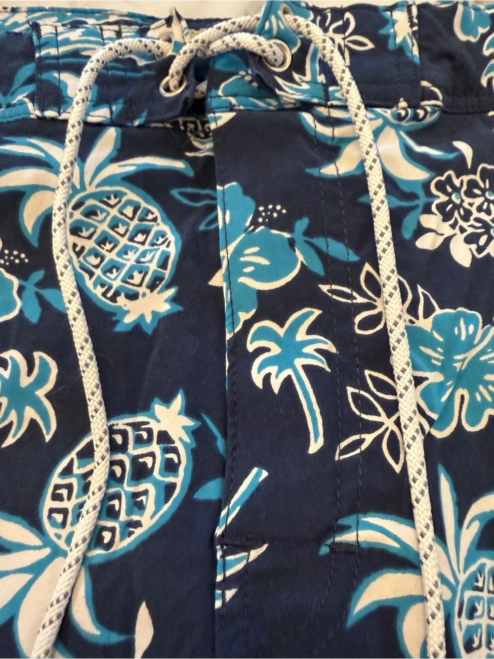 Men's J. Crew Navy Blue Tropical Pineapple Swim Boardshorts